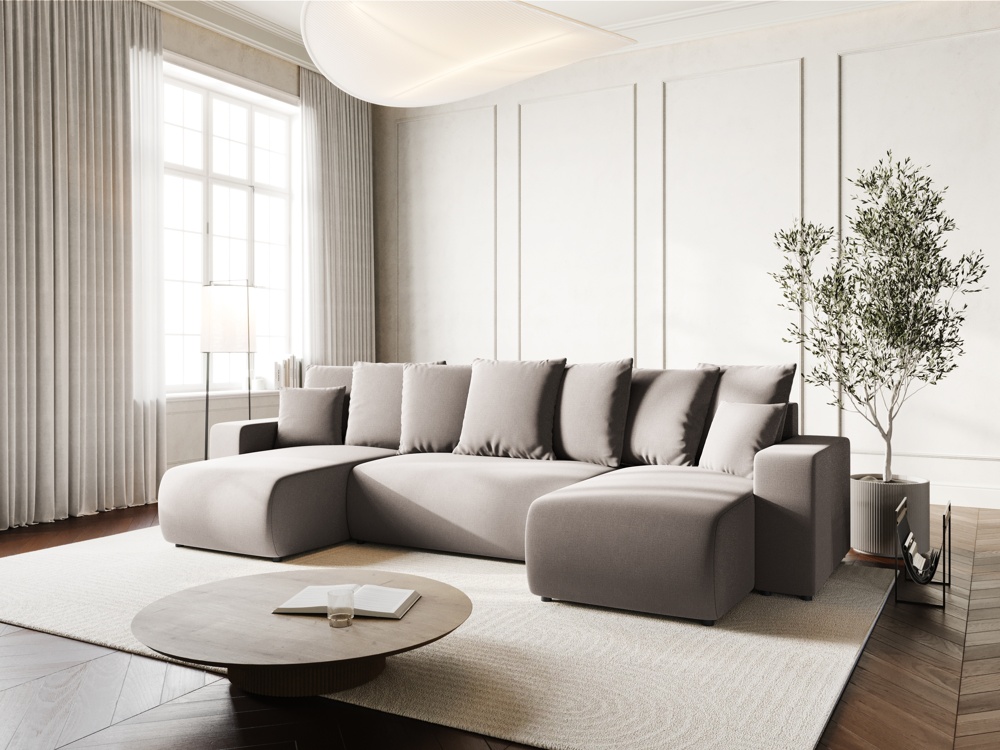 Maison Heritage Interieur Jini, canapé panoramique convertible avec coffre de rangement 5 places